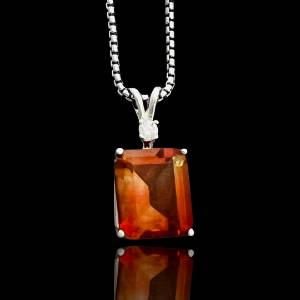 4 Ct Sunstone & Diamond Pendant