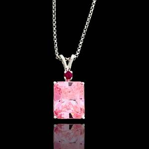 Pink CZ & Ruby Necklace 20"